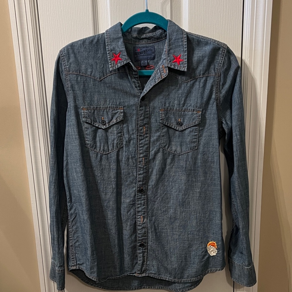 Lucky Brand Blue Denim Shirt with embroidery M